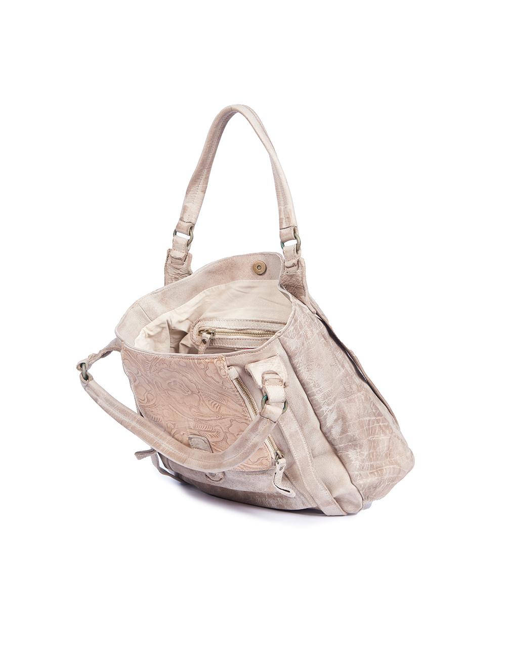 Save The Queen Borsa media in pelle lavorata beige I Più Venduti