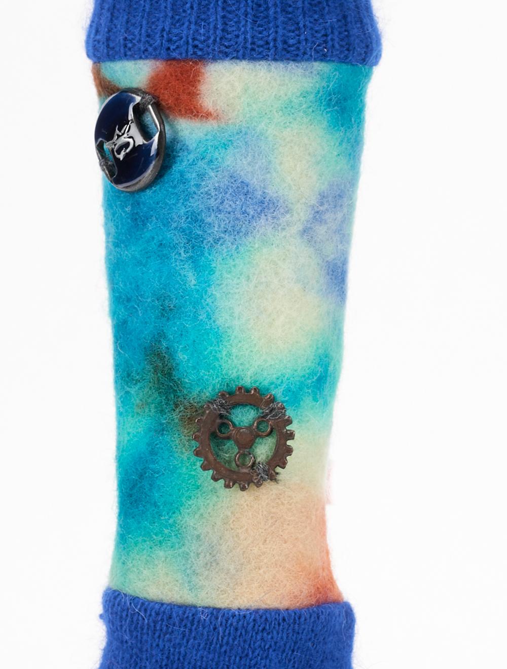Save The Queen Guanti blu di angora con manica in lana cotta tie-dye Super Saving Price