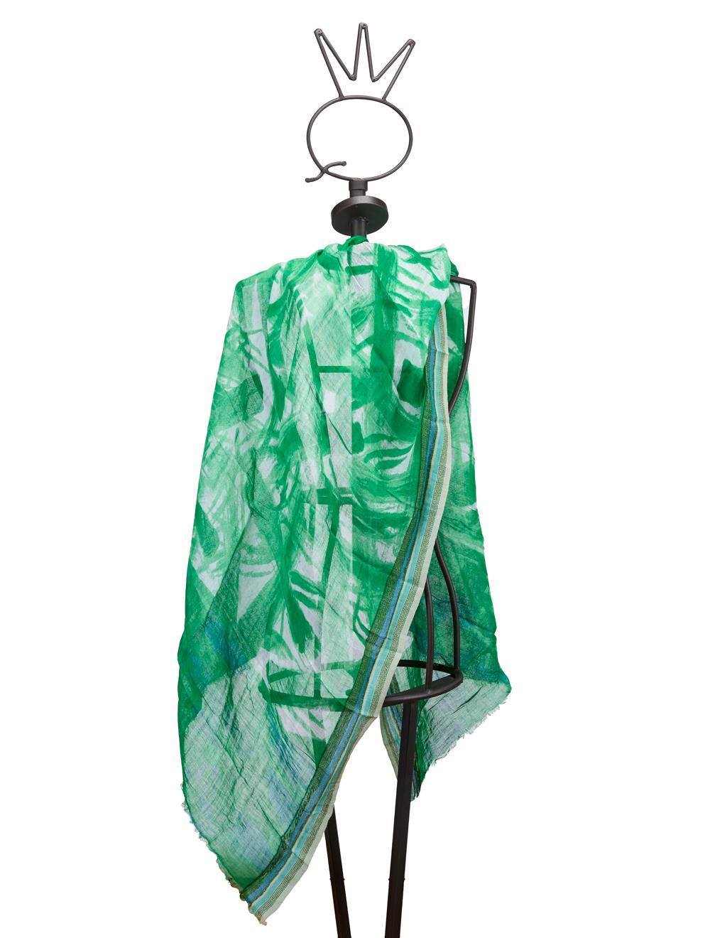 Save The Queen Stola con stampa verde in lino e modal Vendita