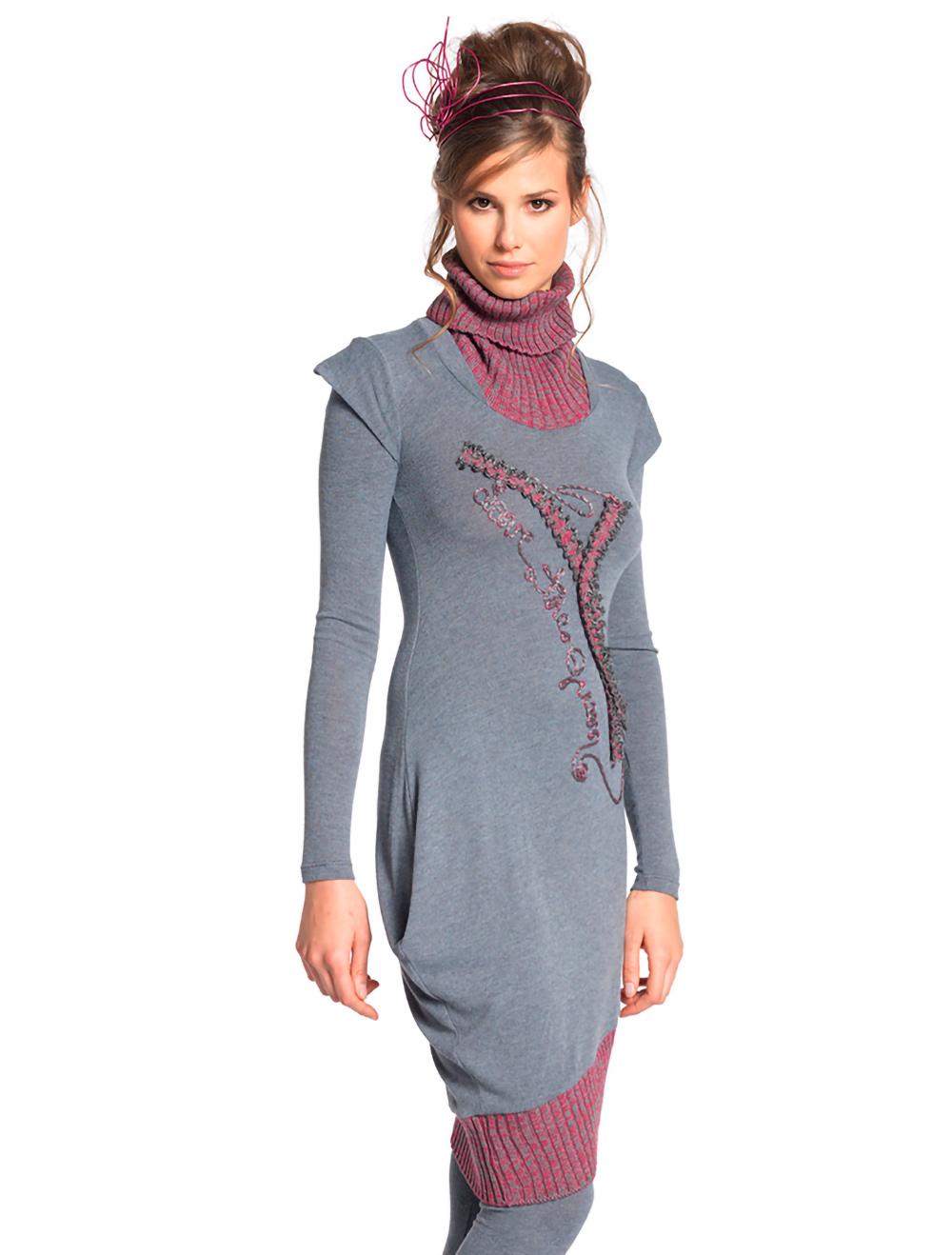 Save The Queen Vestito lungo grigio con ricamo + leggins Hotsell