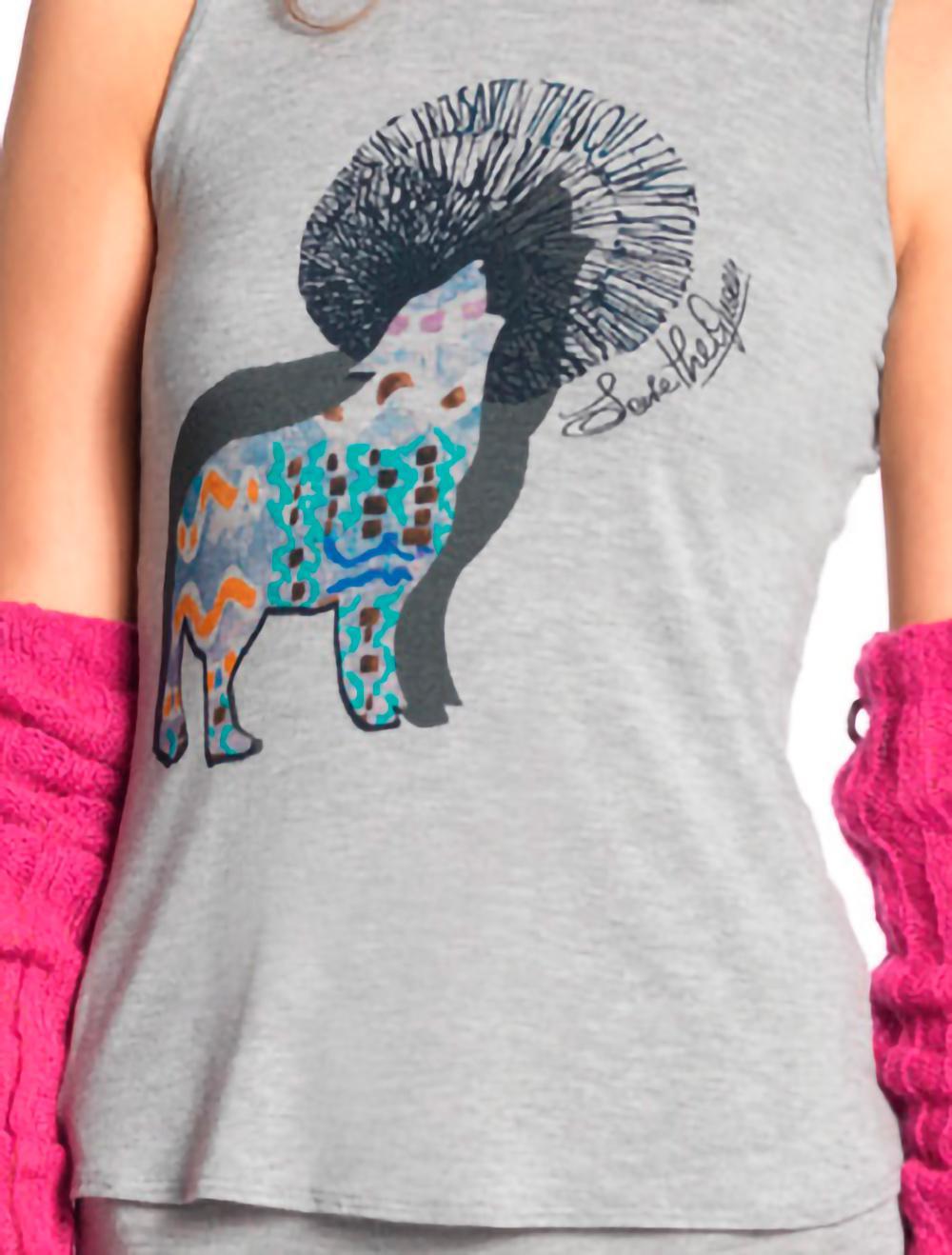 Save The Queen Top canotta in viscosa grigia con stampa con leggins Moda