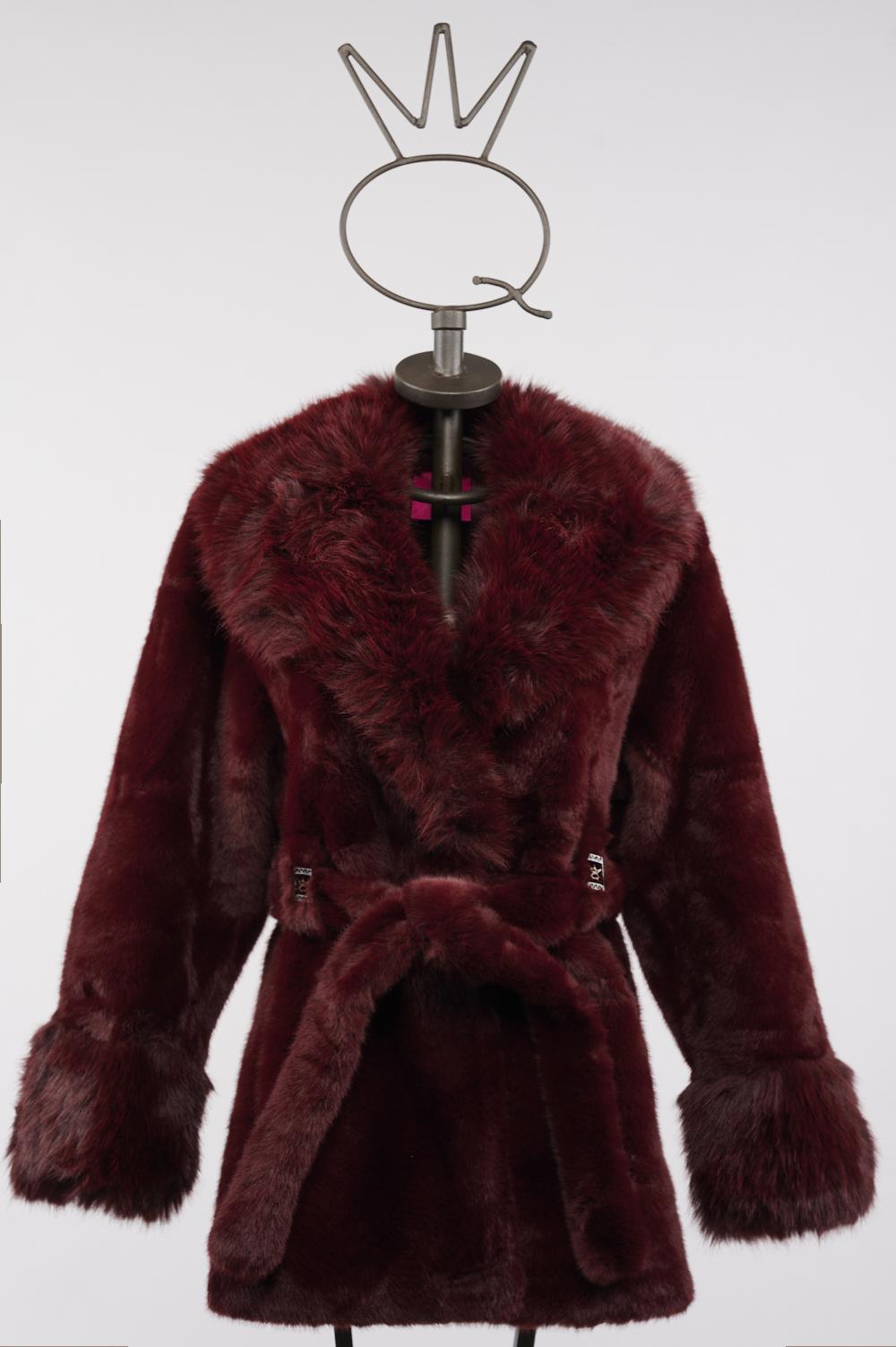 Save The Queen Ecopelliccia bordeaux con scollo a V Black Friday