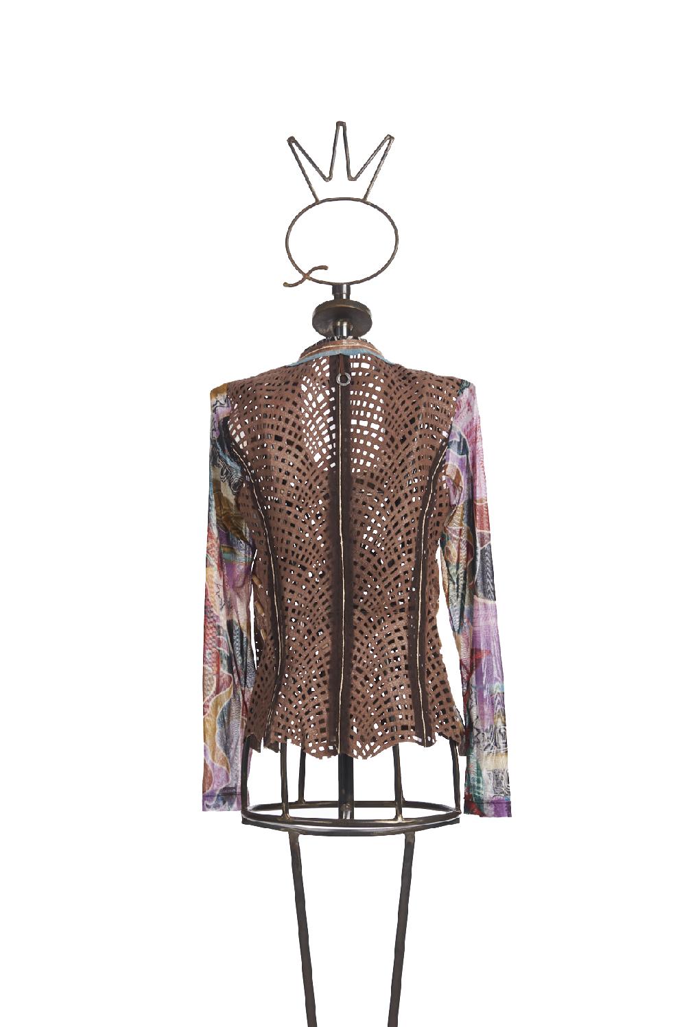 Save The Queen giacchino in pelle ricamata e tulle stampato Lightning offer