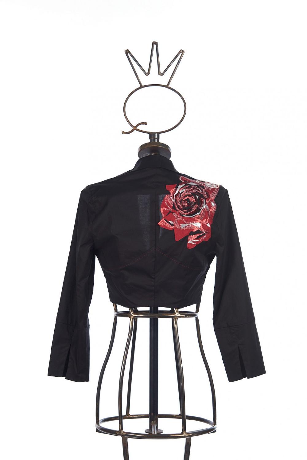 Save The Queen Giacca corta con rosa ricamata Bestseller