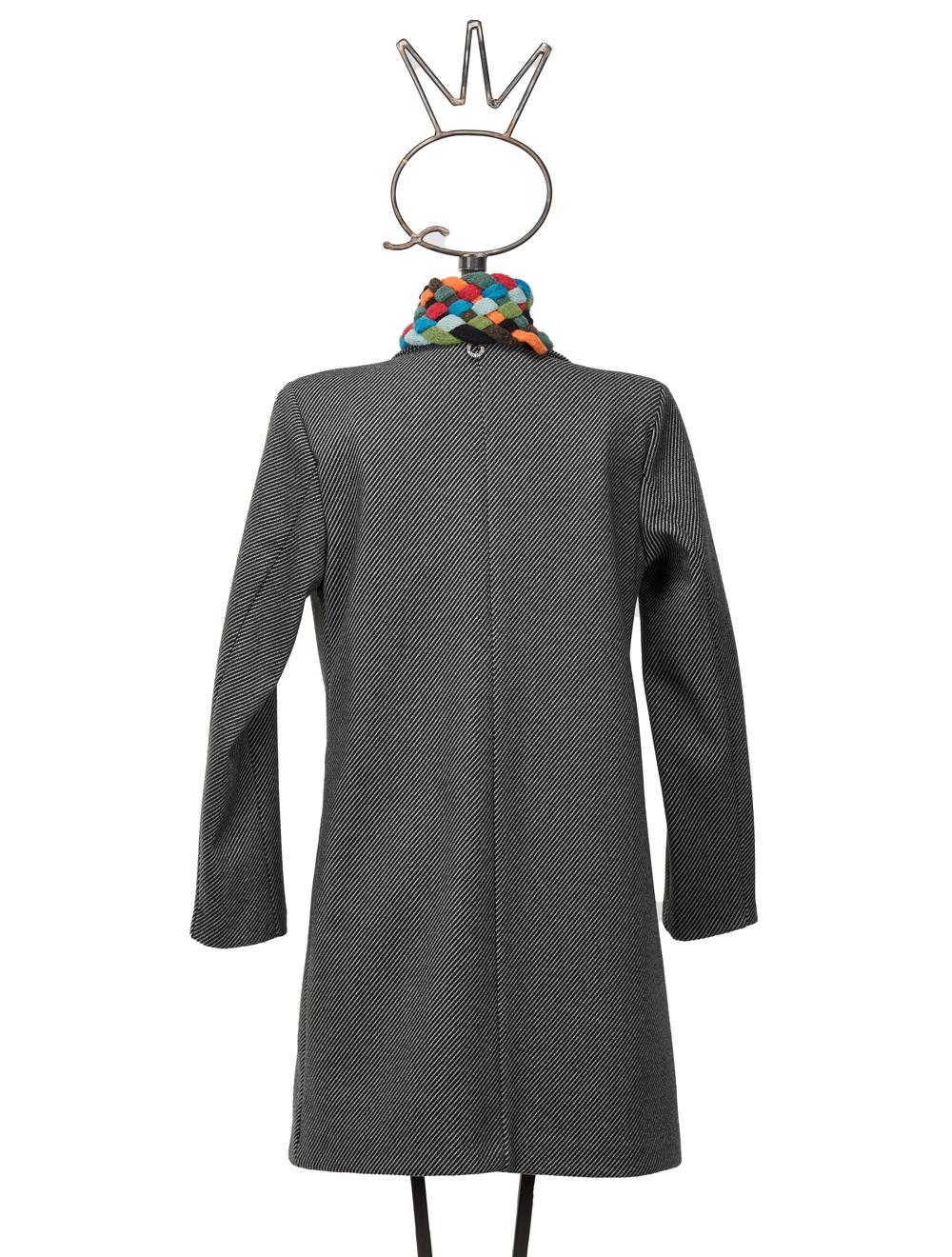 Save The Queen Cappotto corto nero spigato grigio con scaldacollo Enormi risparmi