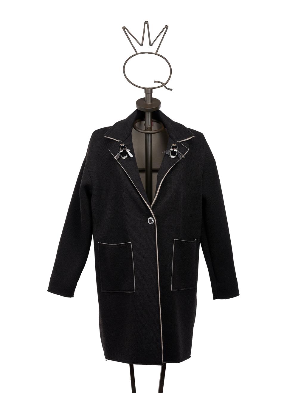 Save The Queen Cappotto corto nero con applicazioni Sconti VIP