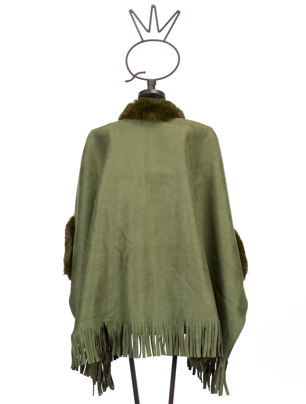 Save The Queen Mantella con frange in eco shearling Fino al 65% di sconto