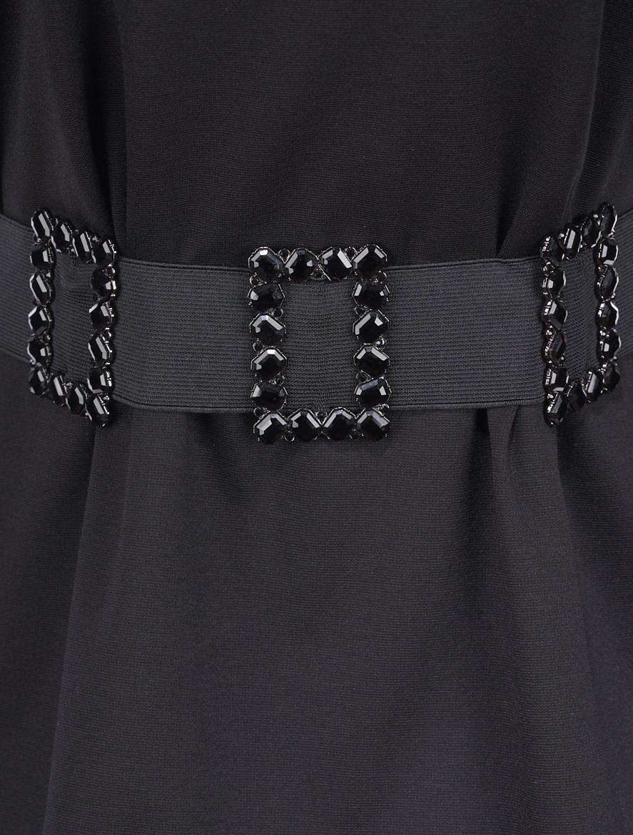 Save The Queen Abito nero con rouches e cinturone Sconto