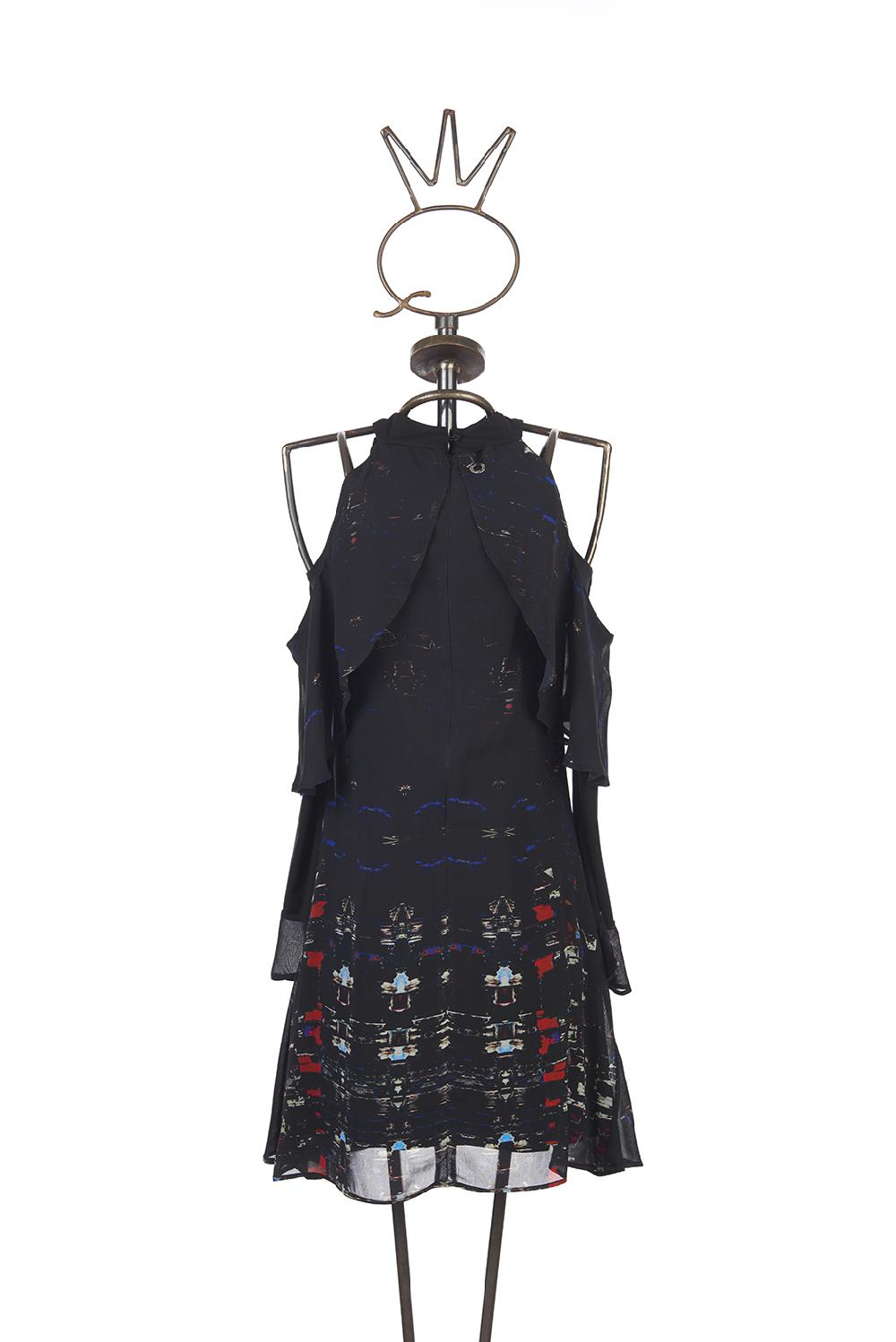 Save The Queen vestito corto in voile di viscosa stampato Sconto di tempo limitato