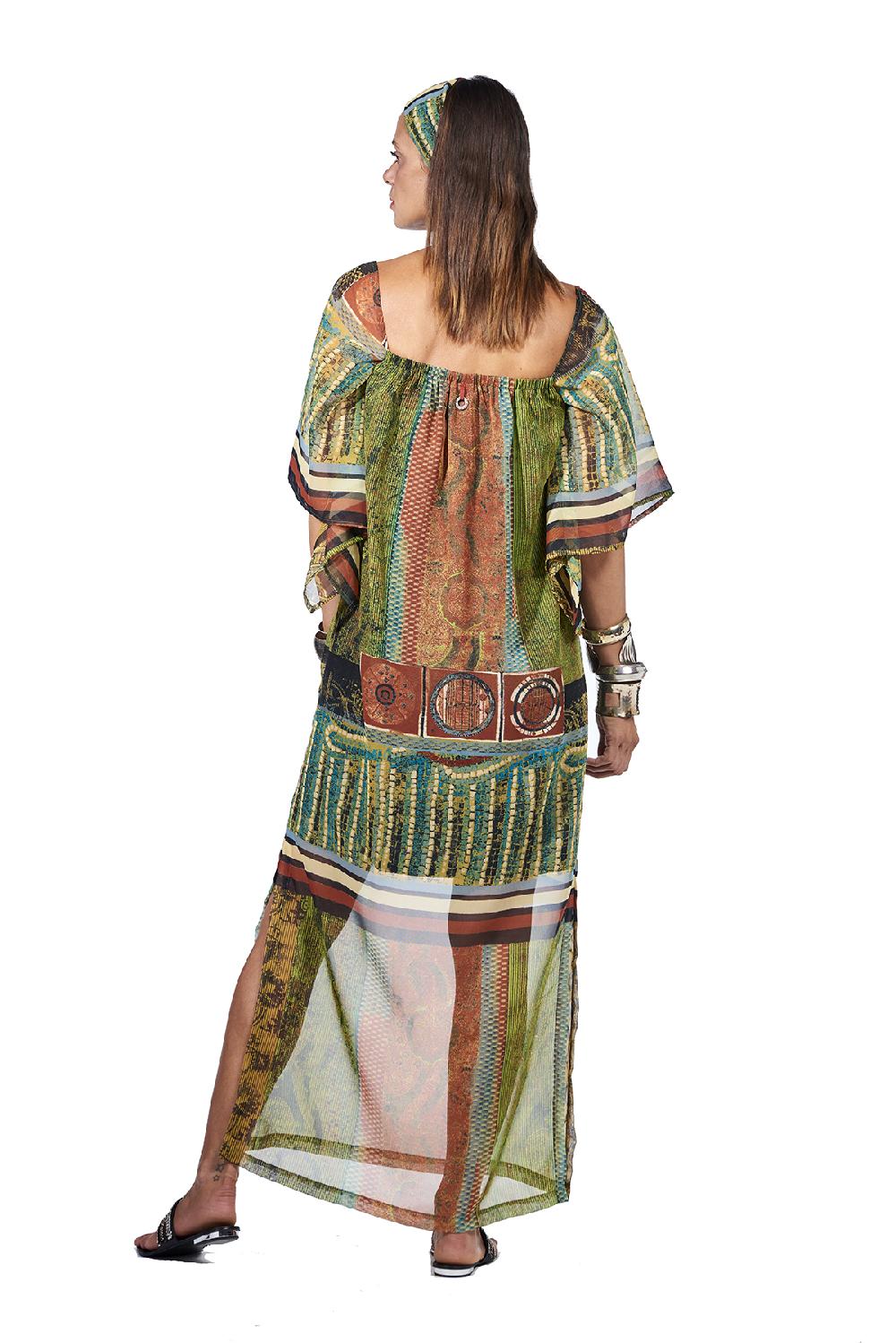 Save The Queen Vestito lungo con stampa dedicata all’Africa Prezzo di fabbrica