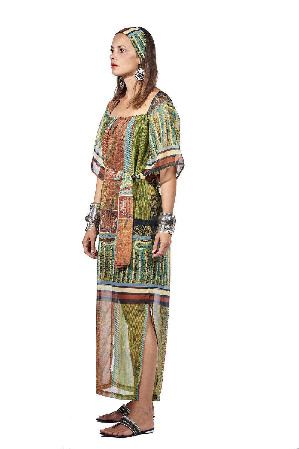 Save The Queen Vestito lungo con stampa dedicata all’Africa Prezzo di fabbrica