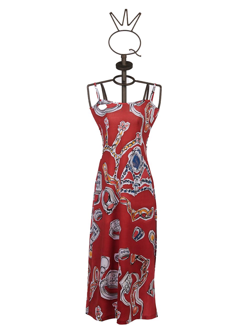 Save The Queen Vestito lungo con stampa “anelli” e poncho in chiffon Offerta esclusiva