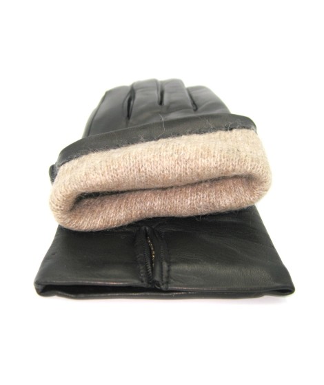 Sermoneta Gloves Guanto in Capretto 2bt con 3 cordoni fod. cashmere T.Moro Sottocosto