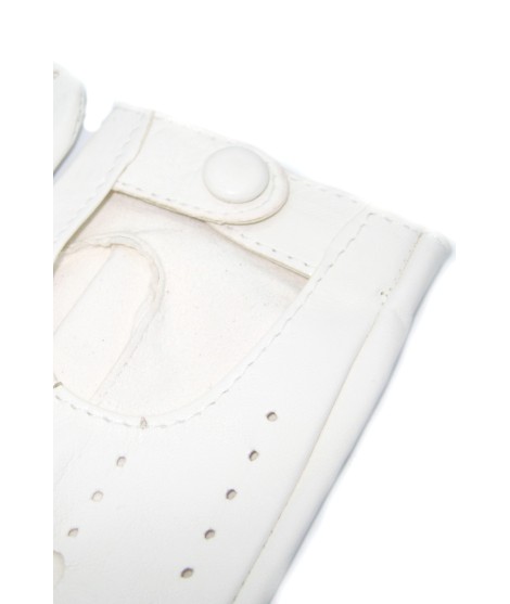 Sermoneta Gloves Guanto Guida in Nappa sfoderato dita intere Bianco Sconto