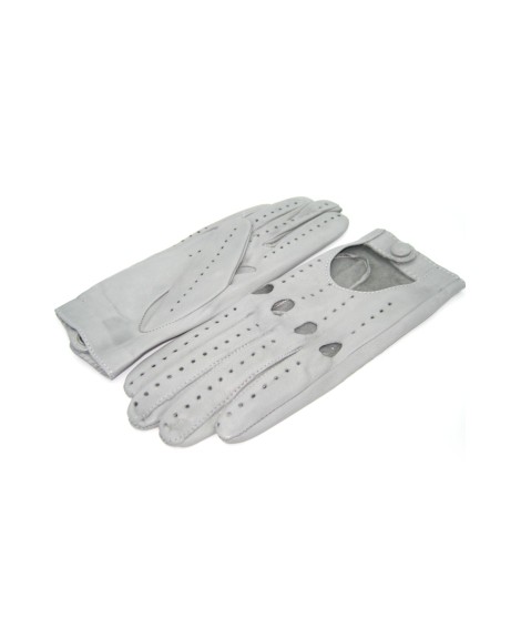 Sermoneta Gloves Guanto Guida in Nappa sfoderato dita intere Grigio Perla Outlet