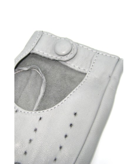 Sermoneta Gloves Guanto Guida in Nappa sfoderato dita intere Grigio Perla Outlet
