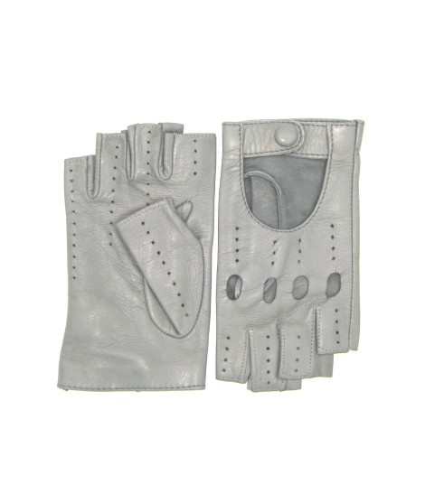 Sermoneta Gloves Guanto Guida in Nappa sfoderato 1/2 dita Grigio Perla In Vendita