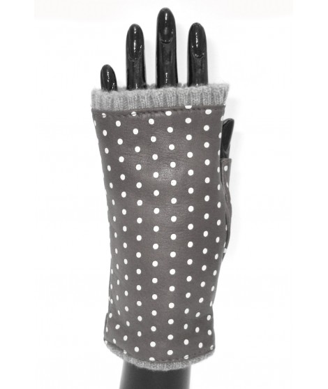 Sermoneta Gloves Guanto manicotto in Nappa stampa pois foderato cashmere Tan Nuovo
