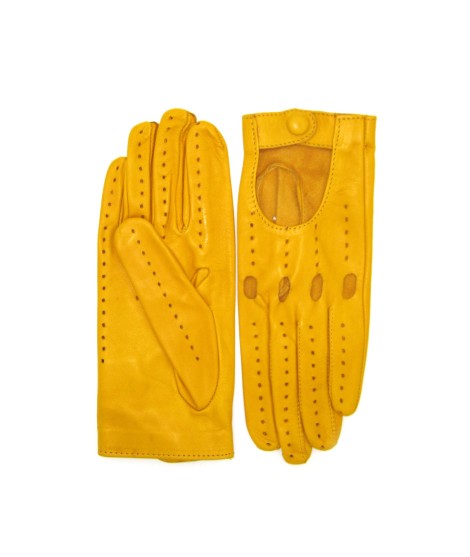 Sermoneta Gloves Guanto Guida in Nappa sfoderato dita intere Giallo ocra Pezzi Unici