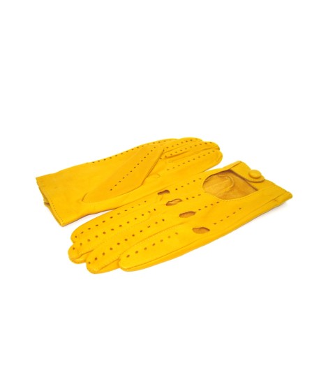 Sermoneta Gloves Guanto Guida in Nappa sfoderato dita intere Giallo ocra Pezzi Unici