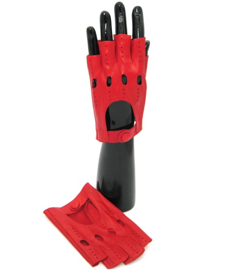 Sermoneta Gloves Guanto in Nappa da Guida mezze dita Rosso Vendita Calda