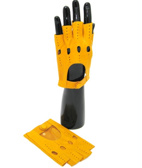 Sermoneta Gloves Guanto Guida in Nappa mezze dita Giallo ocra Shopping Online