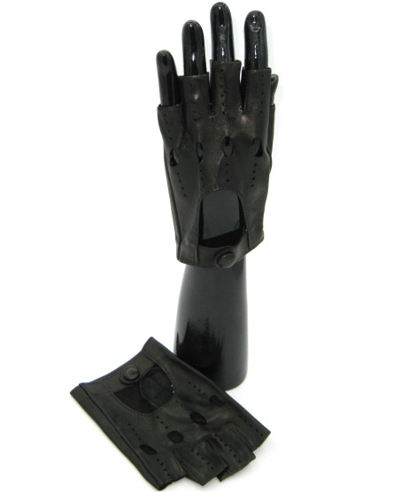 Sermoneta Gloves Guanto Guida in Nappa mezze dita Nero Latest stili