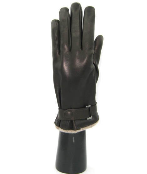 Sermoneta Gloves Guanto in Nappa foderato cashmere con cinturino T.Moro Outlet