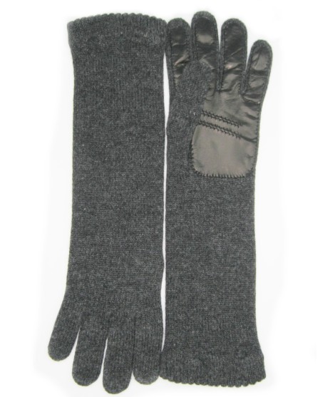 Sermoneta Gloves Guanto in 100% cashmere 4bt con palmo in Nappa Grigio scuro/Nero Promozione