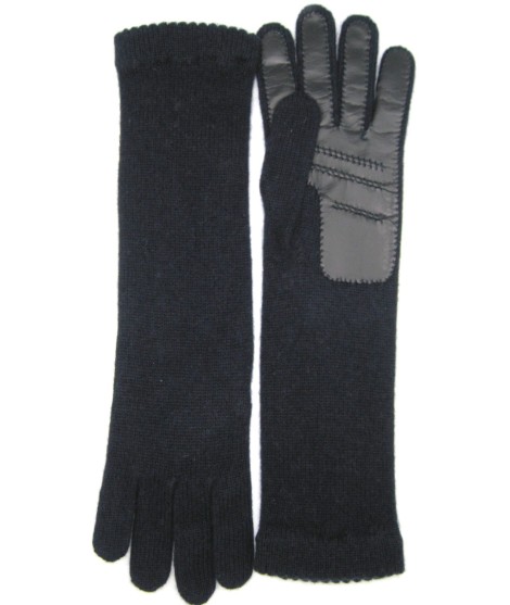 Sermoneta Gloves Guanto in 100% cashmere 4bt con palmo in Nappa Navy Pezzi Unici