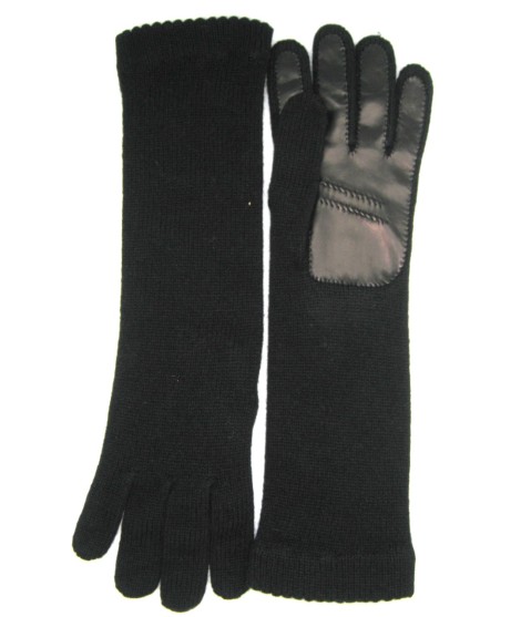 Sermoneta Gloves Guanto in 100% cashmere 4bt con palmo in Nappa Nero/Nero Soddisfazione Garantita