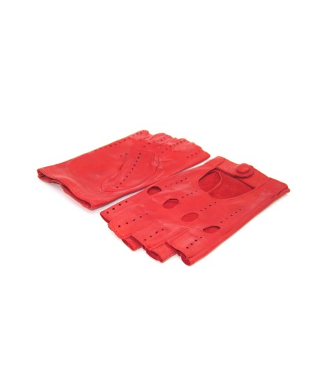 Sermoneta Gloves Guanto Guida in Nappa sfoderato 1/2 dita Rosso Promozione