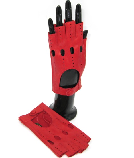 Sermoneta Gloves Guanto Guida in Nappa sfoderato 1/2 dita Rosso Promozione