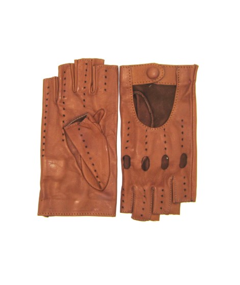 Sermoneta Gloves Guanto Guida in Nappa sfoderato 1/2 dita Tan Negozi Online