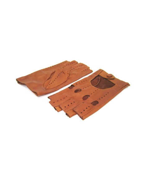 Sermoneta Gloves Guanto Guida in Nappa sfoderato 1/2 dita Tan Negozi Online