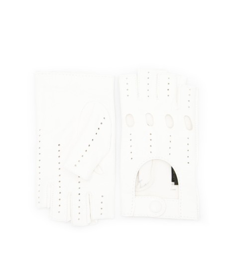 Sermoneta Gloves Guanto Guida in Nappa sfoderato 1/2 dita Bianco Acquista Ora
