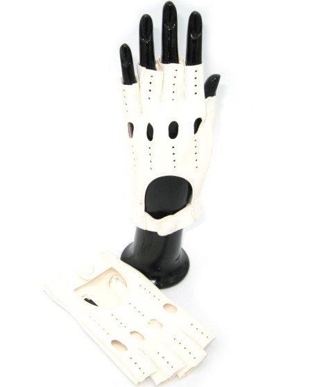 Sermoneta Gloves Guanto Guida in Nappa sfoderato 1/2 dita Bianco Acquista Ora