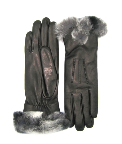 Sermoneta Gloves Guanto Nappa fodera cashmere bordo Rex Nero Economico