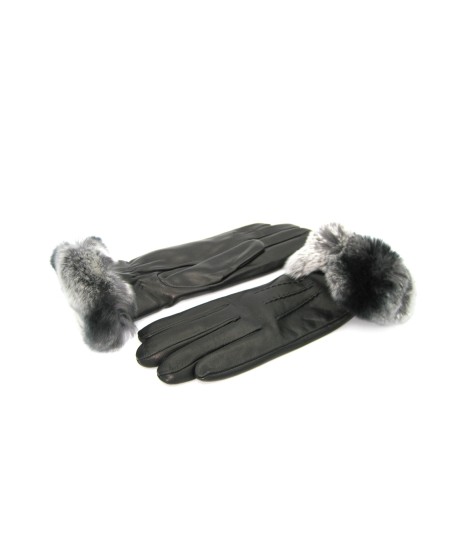 Sermoneta Gloves Guanto Nappa fodera cashmere bordo Rex Nero Economico