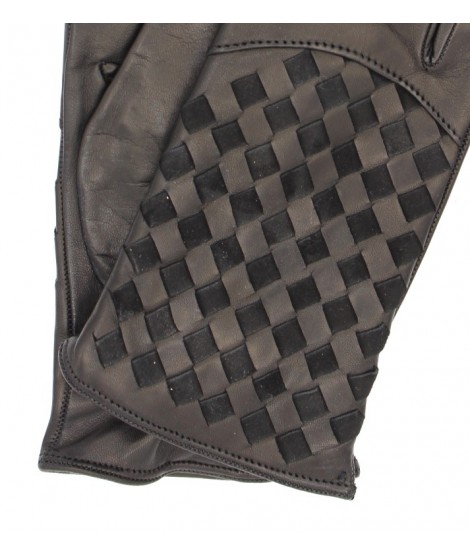 Sermoneta Gloves Guanto nappa foderato cashmere con intreccio Mink Moda