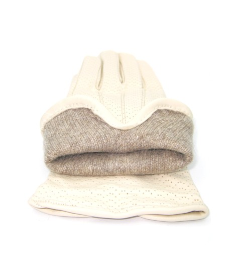 Sermoneta Gloves Guanti in Nappa foderato cashmere Panna Presa