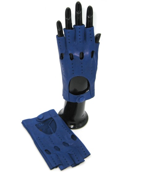 Sermoneta Gloves Guanto Guida in Nappa sfoderato 1/2 dita Blu/Royal Negozio