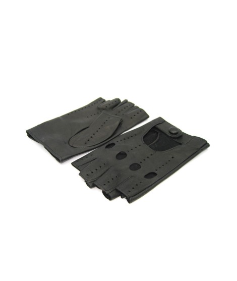 Sermoneta Gloves Guanto Guida in Nappa sfoderato 1/2 dita Nero Nuova