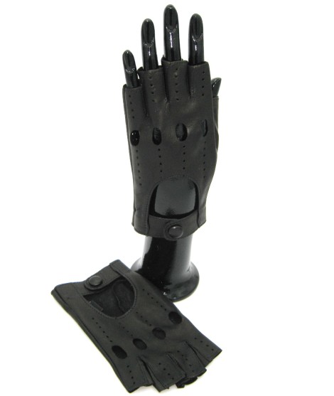Sermoneta Gloves Guanto Guida in Nappa sfoderato 1/2 dita Nero Nuova