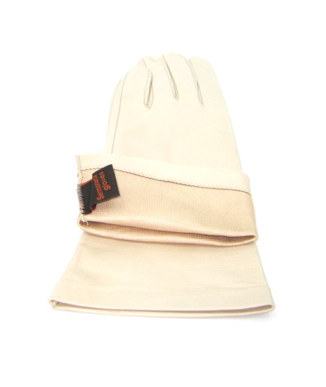 Sermoneta Gloves Guanto Nappa 4bt foderato seta Panna Moda