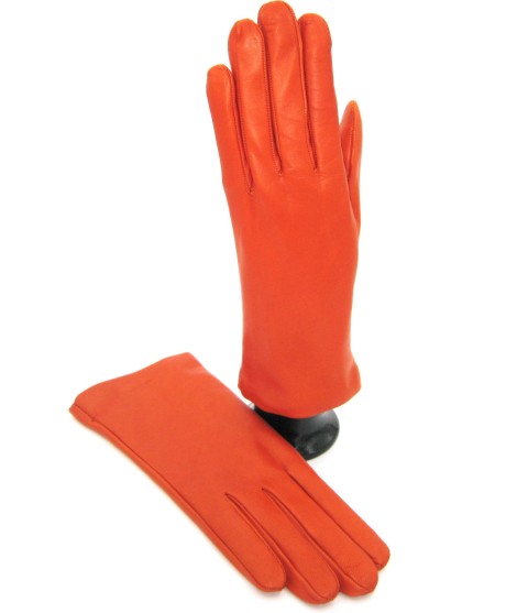 Sermoneta Gloves Guanto Nappa foderato cashmere Arancio scuro Nuovo