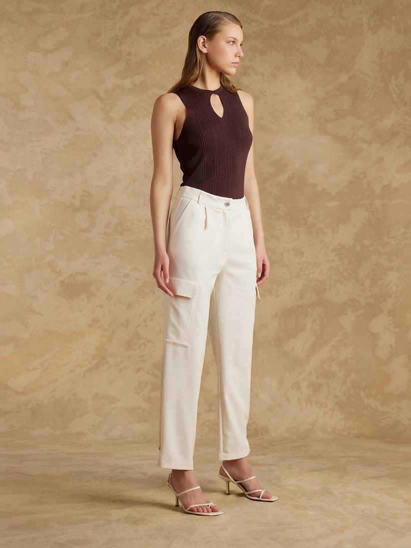 Space Simona Corsellini Pantalone cargo in tramato luxury Offerte