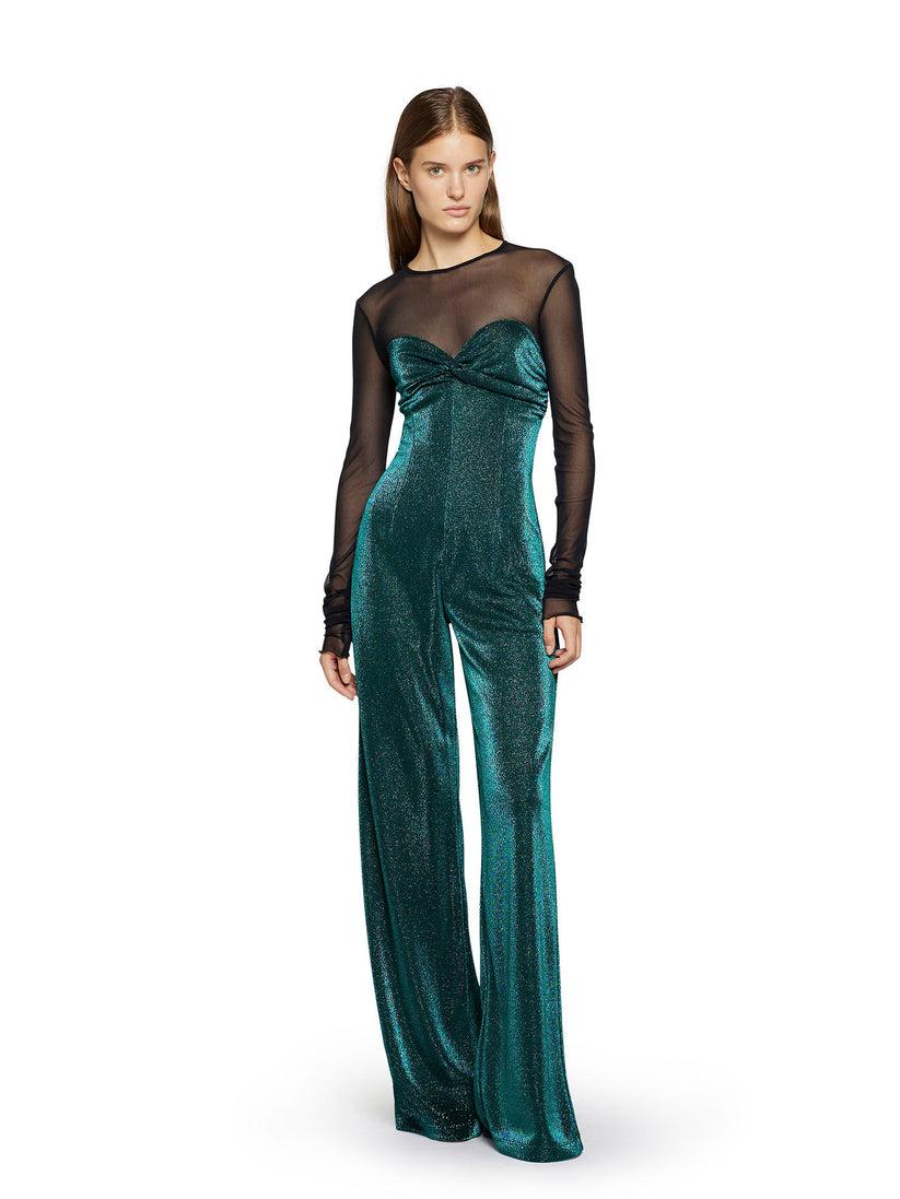 Space Simona Corsellini Tuta in jersey lurex con inserto in tulle Ultimi tre giorni