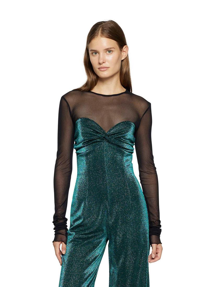 Space Simona Corsellini Tuta in jersey lurex con inserto in tulle Ultimi tre giorni