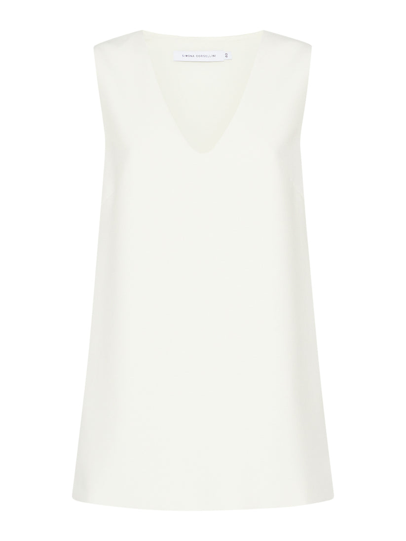 Space Simona Corsellini Tunica in poly cotone viscosa elastan con scollo a V Prezzo Ridotto